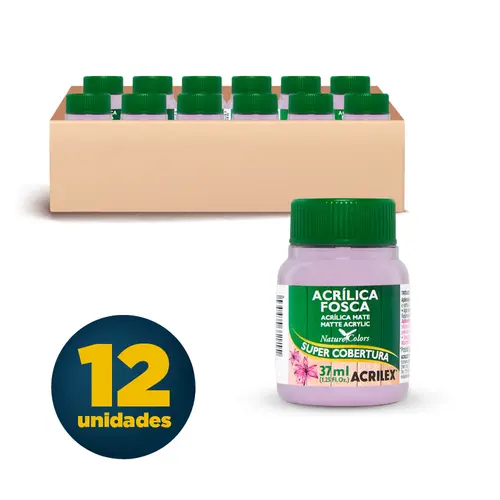 Tinta Acrílica Fosca 37ml Acrilex Lilás 528 com 12 Unidades