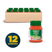 Tinta Acrílica Fosca 37ml Acrilex Laranja 517 com 12 Unidades