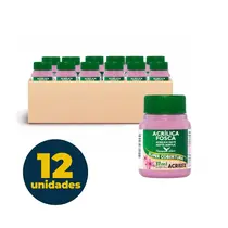 Tinta Acrílica Fosca 37ml Acrilex Rosa Escuro 542 com 12 Unidades