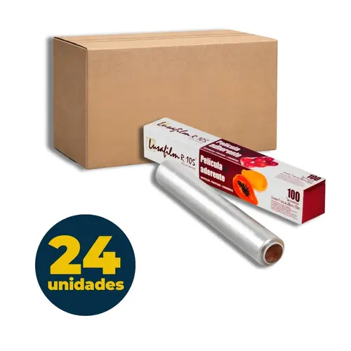 Filme PVC Transparente 28cm x 100m Lusafilm com 24 Unidades