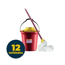 Kit Limpeza com 1 Balde + Espremedor + Bruxa 190g com Cabo com 12 Unidades