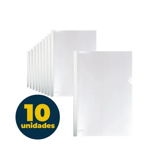 Pasta Canaleta Transparente A4 227mm x 300mm Dello Cristal com 10 Unidades