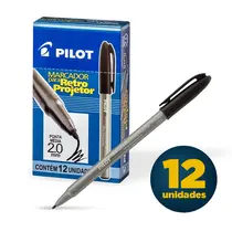 Marcador para Retroprojetor 2.0mm Pilot Preto com 12 Unidades