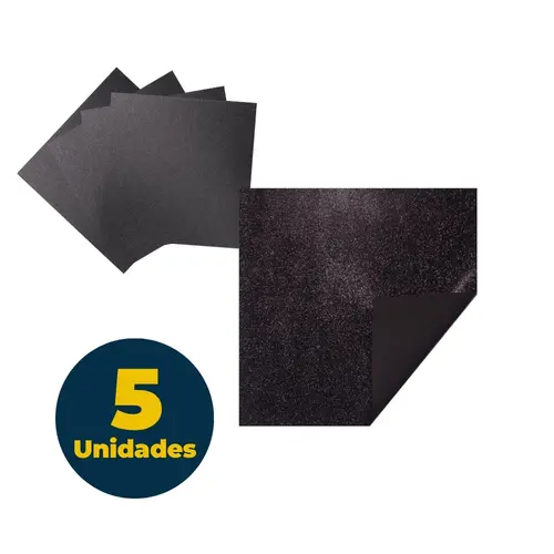 Chapa de EVA 40cm x 48cm Glitter Preto com 5 Unidades