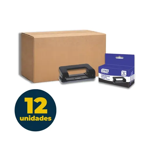 Perfurador 2 Furos 10 Folhas Lyke PP-011/LO101-964 com 12 Unidades