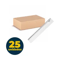 Régua Plástica 20cm Waleu Cristal com 25 Unidades
