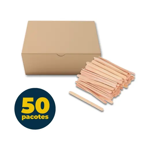 Palito de Picolé com 100 Unidades Cor Natural com 50 Pacotes