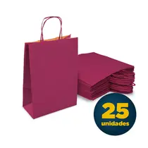 Sacola de Papel Kraft com Alça P 17,5cmx8,5cmx21,5cm Pink com 25 Unidades