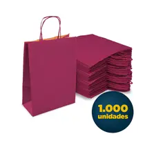 Sacola de Papel Kraft com Alça P 17,5cmx8,5cmx21,5cm Pink com 1.000 Unidades