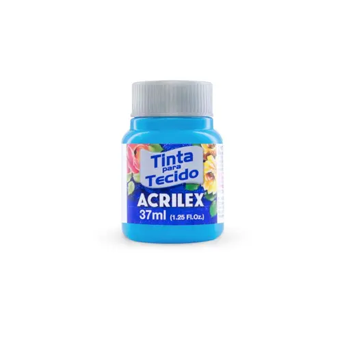 Tinta para Tecido Fosca 37ml Acrilex Azul Celeste 503 com 12 Unidades