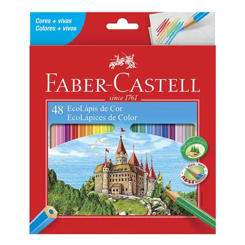 Lápis EcoLápis Sextavado Faber-Castell 48 cores Caixa com 3 estojos