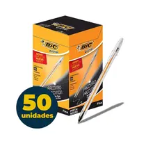Caneta Esferográfica Bic Cristal Fina 0.8mm Preta Caixa com 50 Unidades