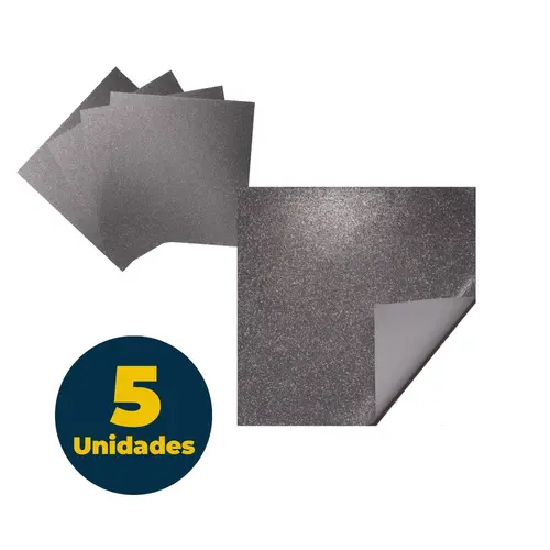 Chapa de EVA 40cm x 48cm Glitter Prata com 5 Unidades
