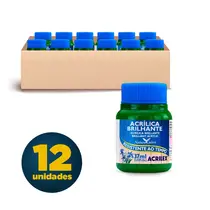 Tinta Acrílica Brilhante 37ml Acrilex Verde Musgo 513 com 12 Unidades