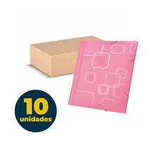 Pasta Aba e Elástico Ofício 33,5cm x 23,5cm Dellofine Rosa com 10 Unidades