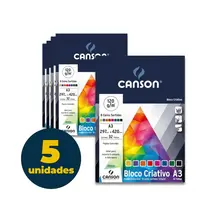 Bloco Escolar Colorido Criativo Cards A3 8 Cores 120g 32 Folhas Canson 05 Blocos