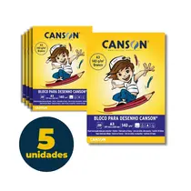 Bloco Escolar Desenho A3 29,7cmx42cm 140g 20folhas Canson Branco 5 Unidades