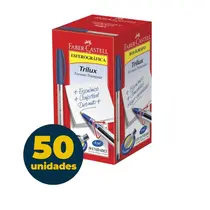 Caneta Esferográfica Faber-Castell Trilux Média 1.0mm Azul Caixa com 50 Unidades