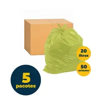 Saco de Lixo Amarelo para Metal 20L 10 Unidades 40cm x 50cm 0,04 Micras com 5 Pacotes