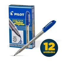 Marcador Retroprojetor 2.0mm Pilot Azul com 12 Unidades