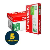 Papel A3 75g Branco 500 Folhas Chamex Caixa com 05 Pacotes
