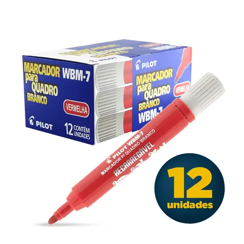 Marcador Quadro Branco Pilot Wbm-7 Vermelho com 12 Unidades
