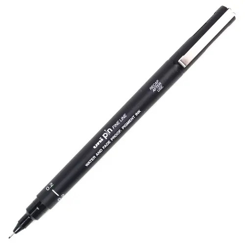 Caneta Nankin 0.2 Uni Pin Fine Line Preta com 12 Unidades