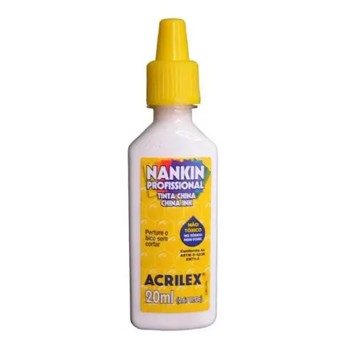 Tinta Nankin 20ml Acrilex Branco G-I 519 com 12 Unidades