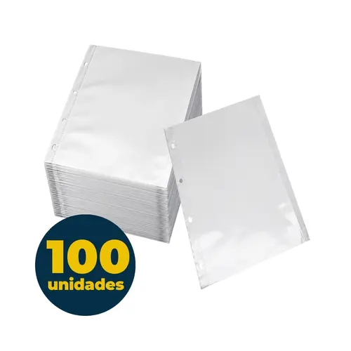 Saco Plástico Portifolio A3 4 Furos 34cm x 43cm 0.10micras 10 Unidades 100 Pacotes