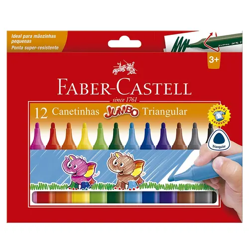 Hidrocor Jumbo 12 Cores Faber-Castell Triangular 6 Estojos