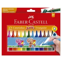 Hidrocor Jumbo 12 Cores Faber-Castell Triangular 6 Estojos