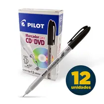 Marcador Permanente CD/DVD 1.0 Pilot Preto com 12 Unidades