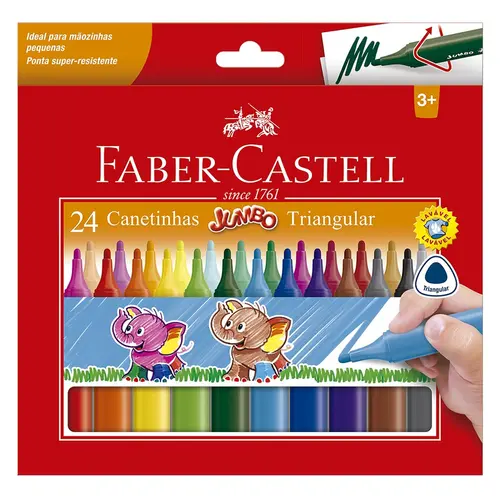 Hidrocor Jumbo 24 Cores Faber-Castell Triangular com 6 Estojos