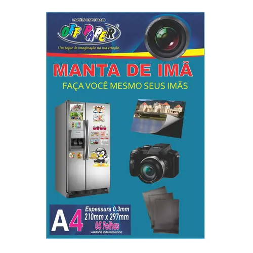 Manta de Imã A4 Off Paper 5 Folhas Preto com 10 Pacotes