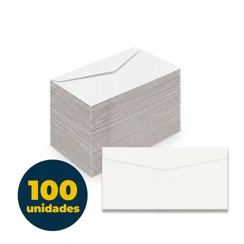 Envelope Ofício Branco 11,4cmx22,9cm 63g Liso com 100 Unidades