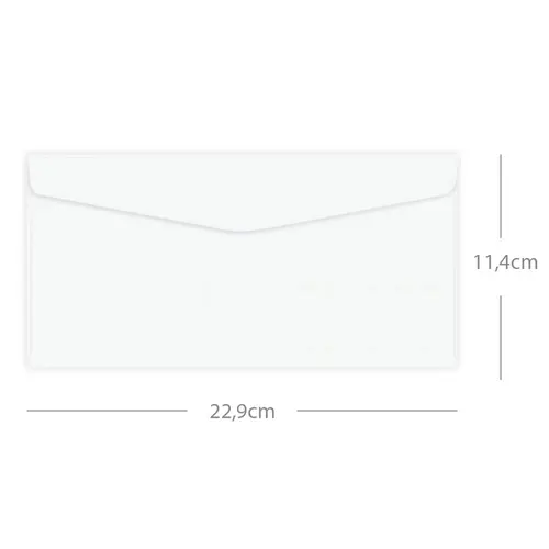 Envelope Ofício Branco 11,4cmx22,9cm Liso com 10 Blisters de 10 Unidades