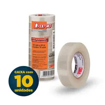 Fita PP 12mm x 30m 3M Transparente com 10 Unidades
