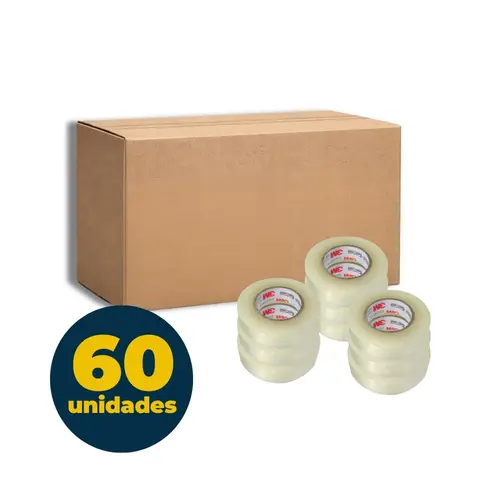 Fita PP 12mm x 30m 3M Transparente com 60 Unidades