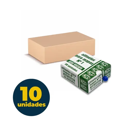 Alfinete para Mapa com Cabeça de 5mm 50 Unidades ACC Azul Escuro com 10 Caixas