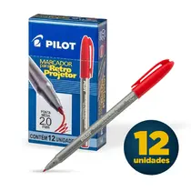 Marcador Retroprojetor 2.0mm Pilot Vermelha com 12 Unidades