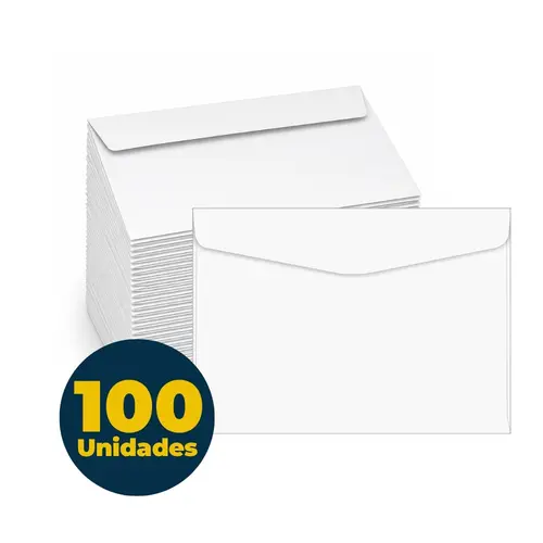 Envelope Carta Branco Liso 11,4cmx16,2cm 63g com 100 Unidades