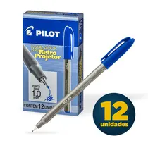 Marcador Retroprojetor 1.0mm Pilot Azul com 12 Unidades