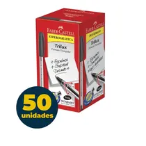 Caneta Esferográfica Faber-Castell Trilux Média 1.0mm Preta Caixa com 50 Unidades