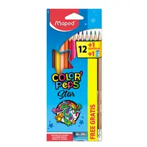 Lápis de Cor 12 Cores Triangular Maped Kit Escolar + 1 Lápis Preto + Apontador com 12 Estojos