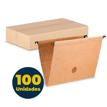 Pasta Suspensa Kraft 170/200g Haste e Grampo Plásticos Desmontada com 100 Unidades
