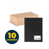 Pasta Catálogo Ofício com 50 Plásticos Preta com 10 Unidades