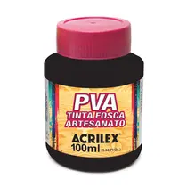 Tinta Fosca PVA Artesanato 100ml Acrilex Preto 520 com 6 Unidades