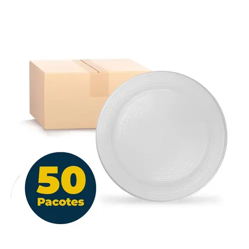 Prato Plástico Tamanho 18 com 50 Pacotes de 10 Unidades