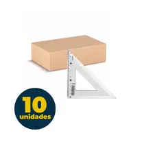 Esquadro Plástico 45/45/90 Graus 21cm Cristal Waleu 10 Unidades