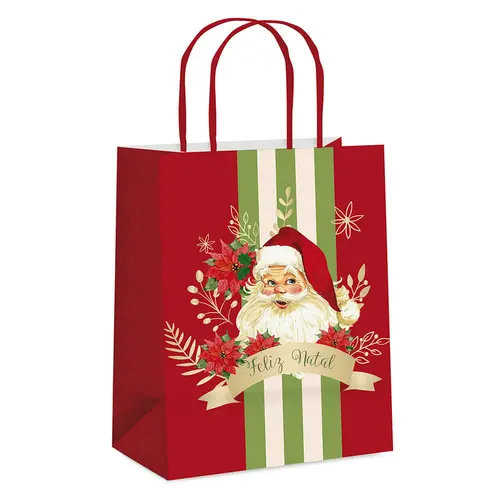 Sacola de Papel para Presente G 32cmx26,5cmx13cm Cromus Natal Magia 10 Unidades